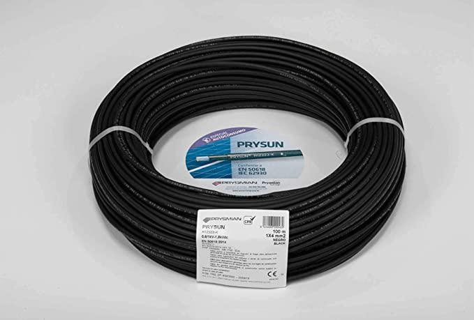CABLE SOLAR 1KV DC 1X4 NEGRO ROLLO 100MTS